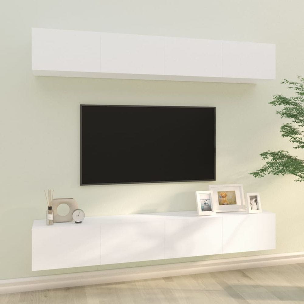 Vidaxl Nástenné TV skrinky 4 ks biele 100x30x30 cm